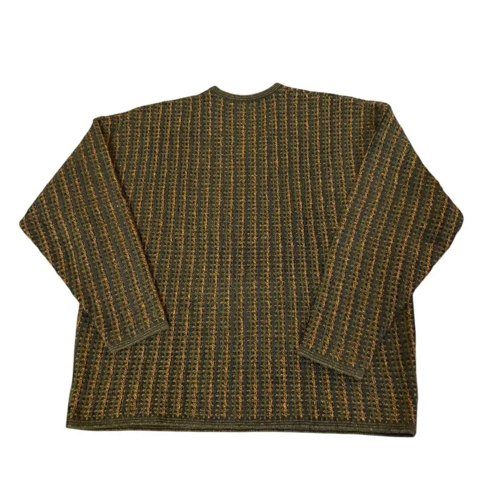JJ Farmer Vintage Wool Blend Sweater Textured Knit V Neck Retro Mens Size XL